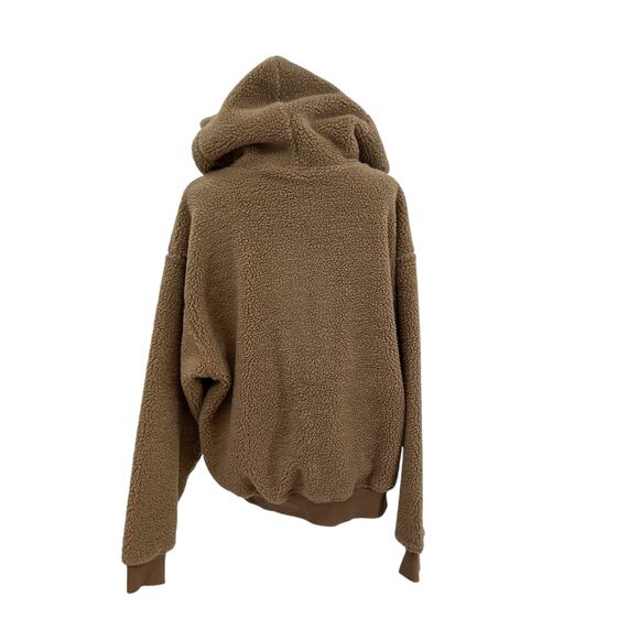 Teddy Fresh Hoodie Bear Ears Hoodie Zip Up Sherpa Fleece Tan Size Medium - Picture 8 of 11